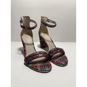Kenneth Cole Red and Blue Patterned Heels
